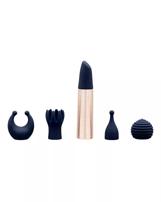 Pillow Talk Secrets Choices  6 Piece Set Navy Blue and Rose Gold