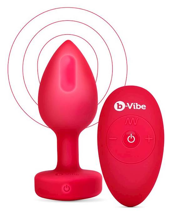 B-vibe Remote Control Vibrating Jewelled Heart Plug M/l