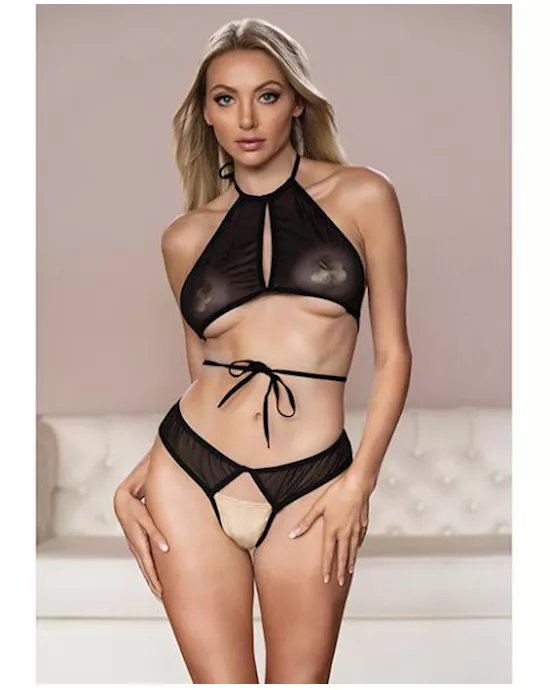 Allure Marley Mesh Peek A Boo Top  Open Panty