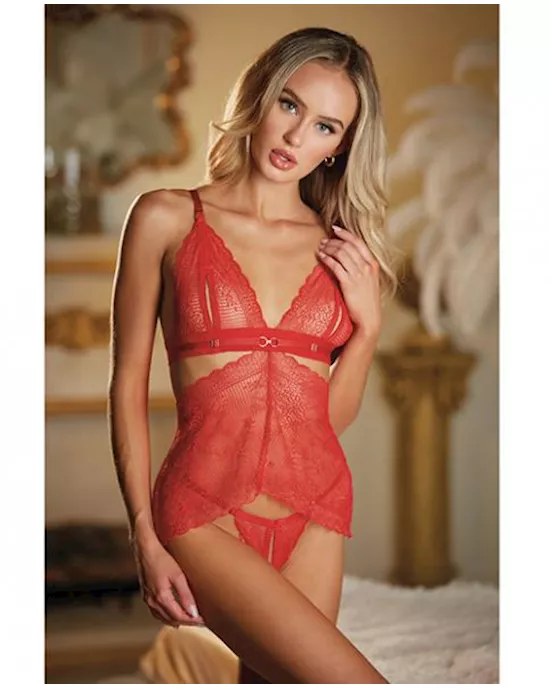 Allure Lace Peek A Boo Chemise  Ouverte Gstring