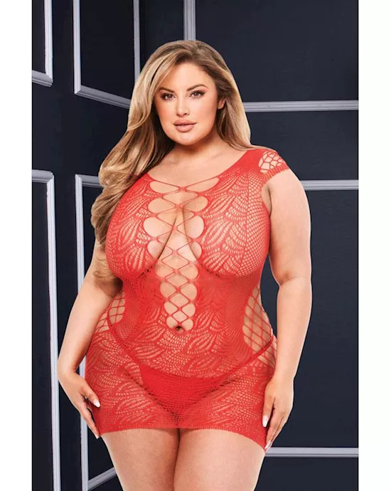 Baci Corset Front Lace Mini Dress  Red  Q BX