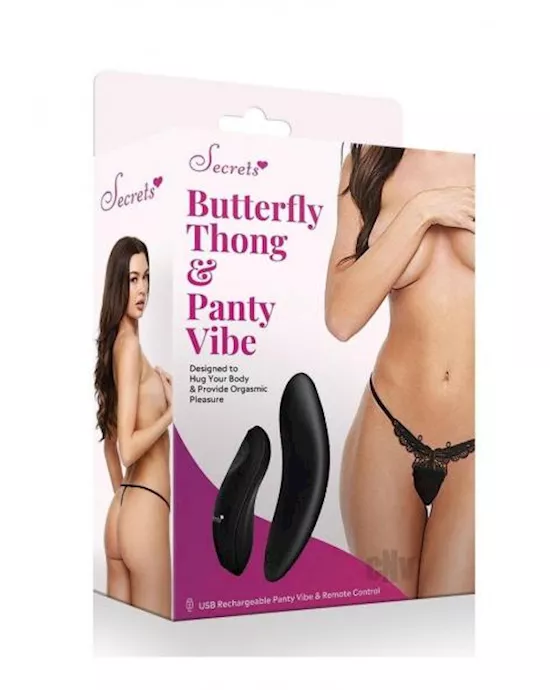 Secret Butterfly Panty Remote Os Black