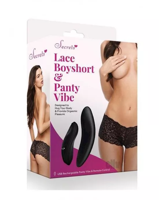 Secret Lace Boyshort Remote Os Black