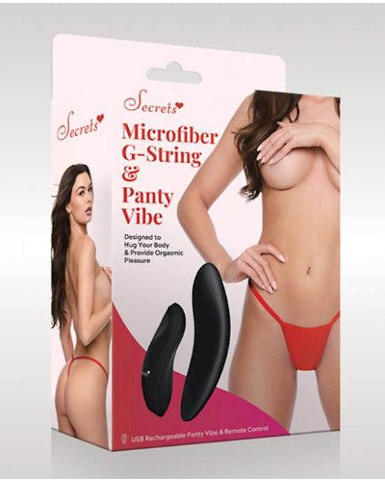 Secrets Microfiber Gstring amp Panty Vibe  Red Os