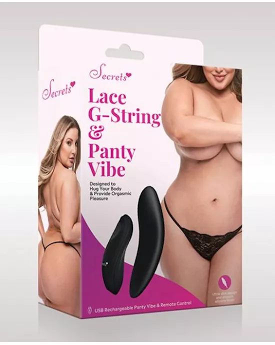 Secrets Lace Gstring amp Panty Vibe  Black Qn