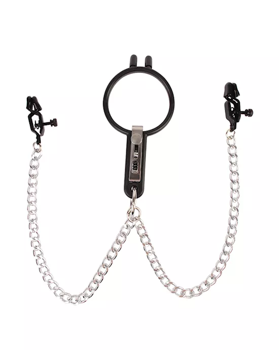 Humiliate Mouth Spreader with Nipple Clamp