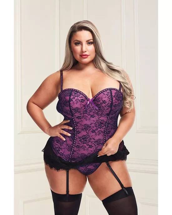 Baci Bustier And Gstring Pruple 1X2X PLBG
