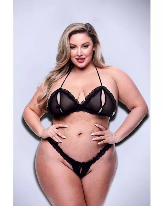 Baci 2pc PeekABoo Bra  Crotchless GString Set  Q BX