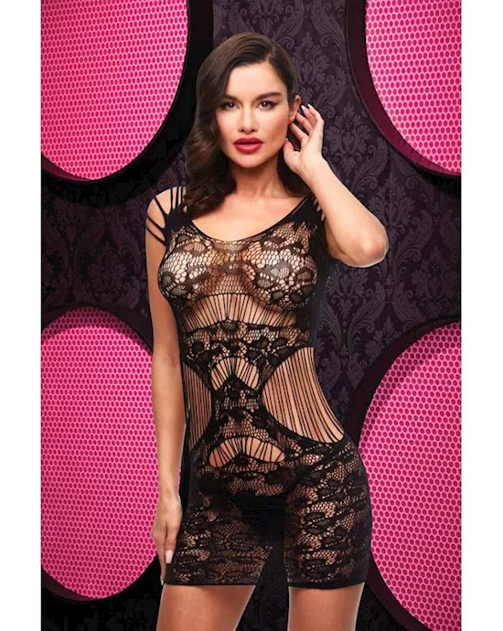 Lace Cut Out Mini Dress  Black ENV