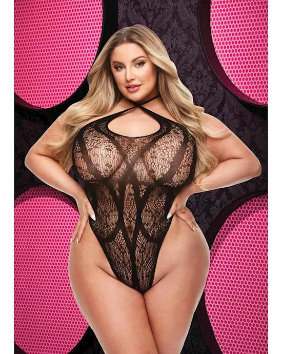 CRISS CROSS LACE TEDDY  BLACK  Q ENV
