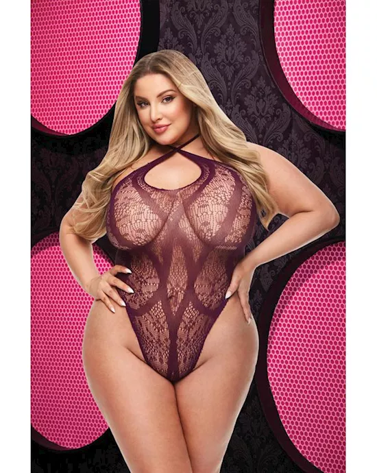 CRISS CROSS LACE TEDDY  PURPLE  Q ENV