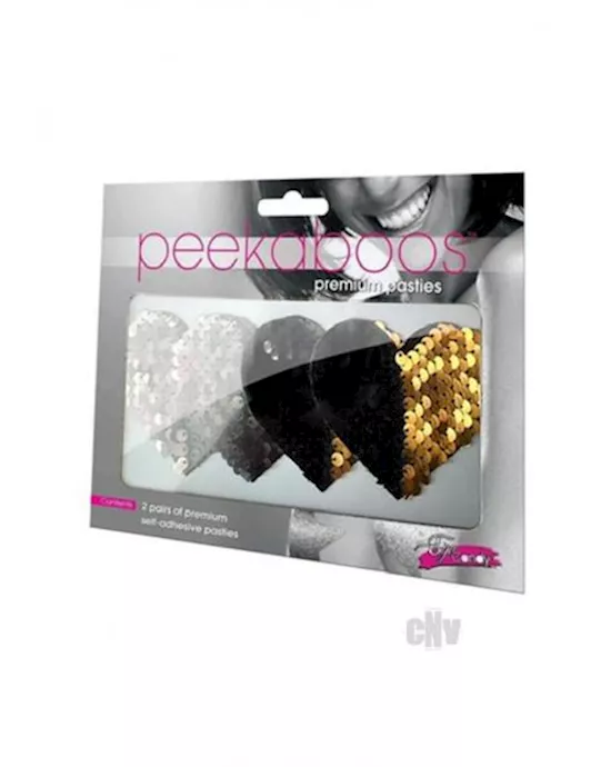 Peekaboo Reversible Sequin Heart Blkgld