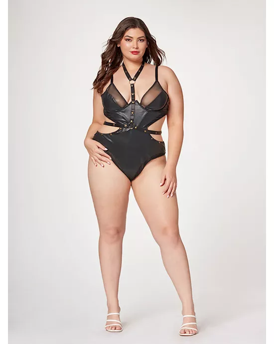 Midnight Love Vegan Leather Two Piece Teddy Set STM11524XBlack1X2X