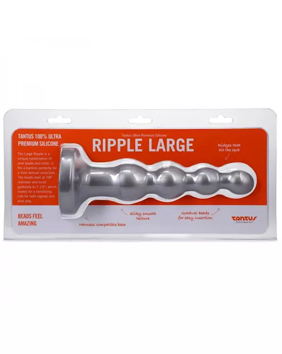 Tantus Ripple Large 8 In Anal Beads Dildo Mediumfirm Silver