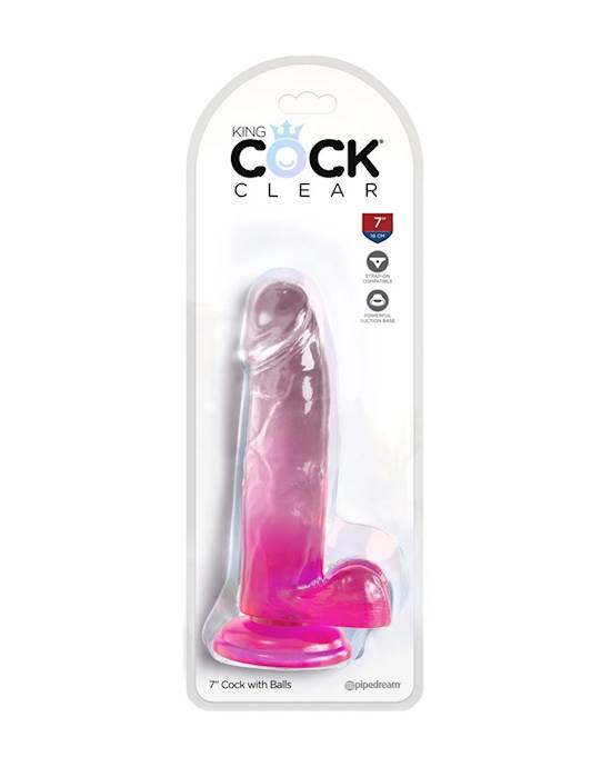 Kc 7 Cock Clear W/balls Pink