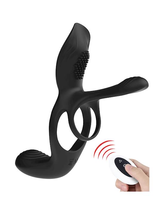 KinKi Arma Vibrating Cock Ring Triple Stim with Remote