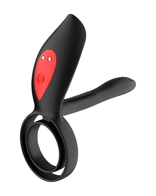 KinKi Meggy Vibrating Cock Ring with Clitoral Vibrator