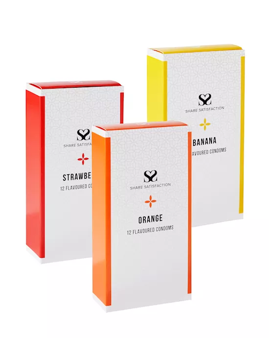 Share Satisfaction Fruit Flavoured Condoms  3 x 12 Pack