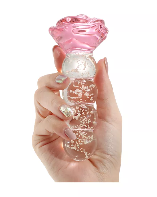 Lucent Glow in the Dark Beaded Rose Glass Massager
