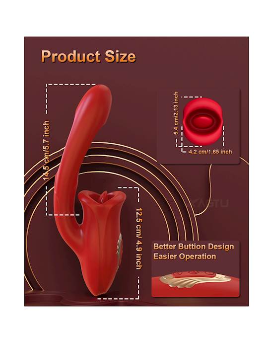 Dual Stimulation Vibrator With Licking Tongue And Internal Arm