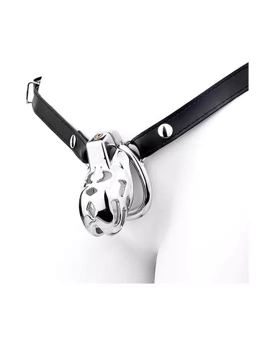Containment Cell Stainless Steel Chastity Cage with Belt
