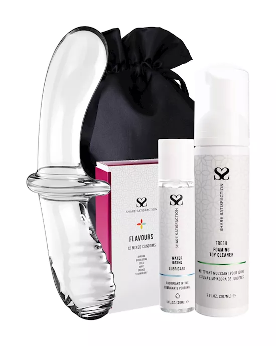Satisfyer Double Crystal Glass Dildo  Essentials Bundle