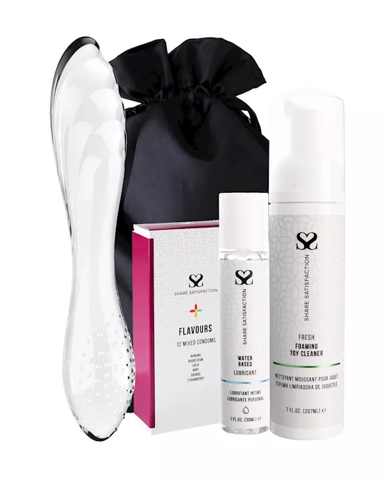 Satisfyer Dazzling Crystal 1 Glass Dildo  Essentials Bundle