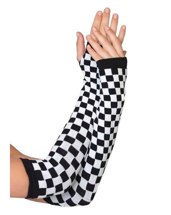 Nylon Checkerboard Arm Warmers