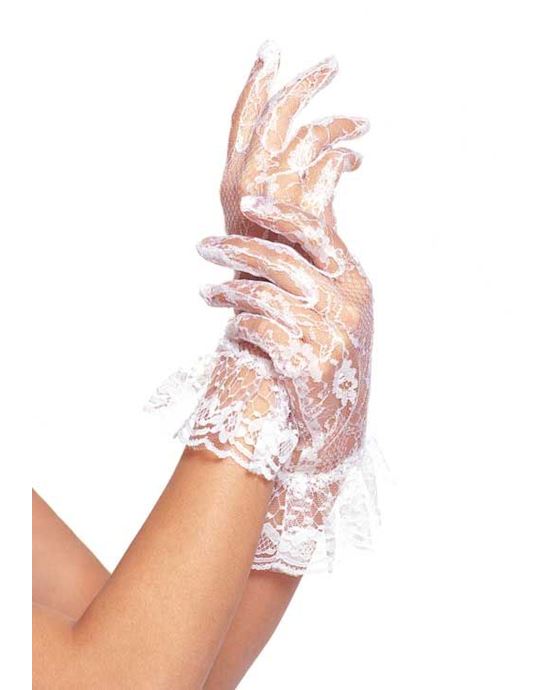 Lace Wrist Lgth Ruffle Gloves