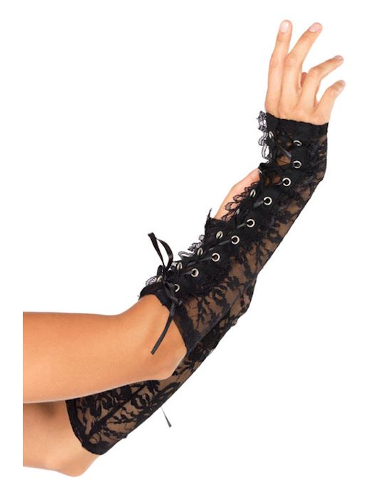 Lace Up Lace Arm Warmers