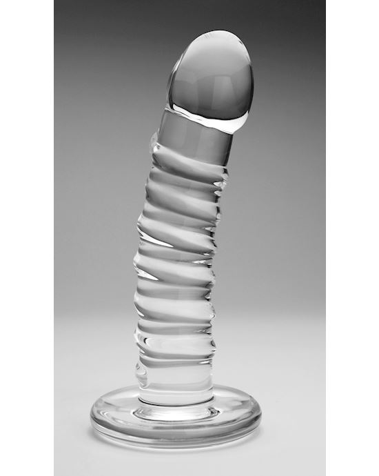 6 Twisted Curved Glass Dildo Clear