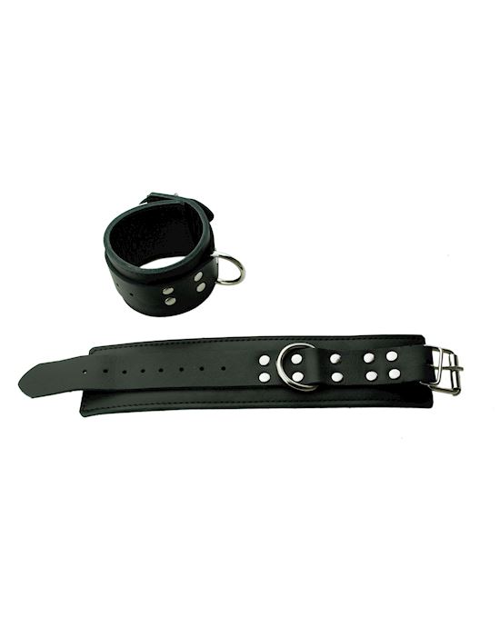 Black Leather Cuffs With D Ring