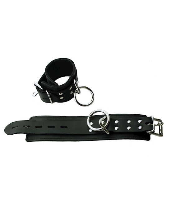 Black Leather Locking Cuffs