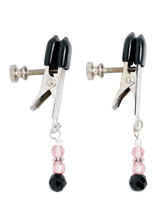 Broad Tip Clamp With Pink Beads