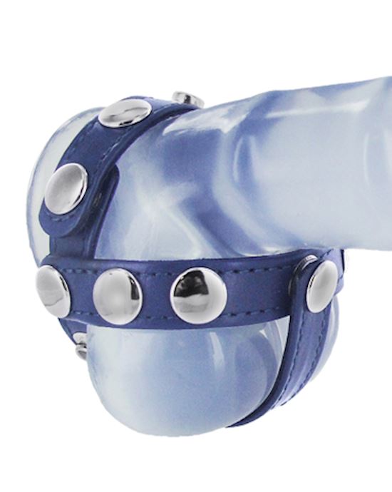 Blue Leather Cock And Ball Harness
