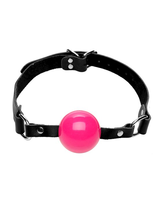 Pink Silicone Ball Gag With Leather Straps