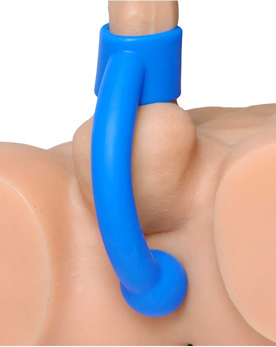Silicone Shaft Ring With Flexible Beaded Anal Arm