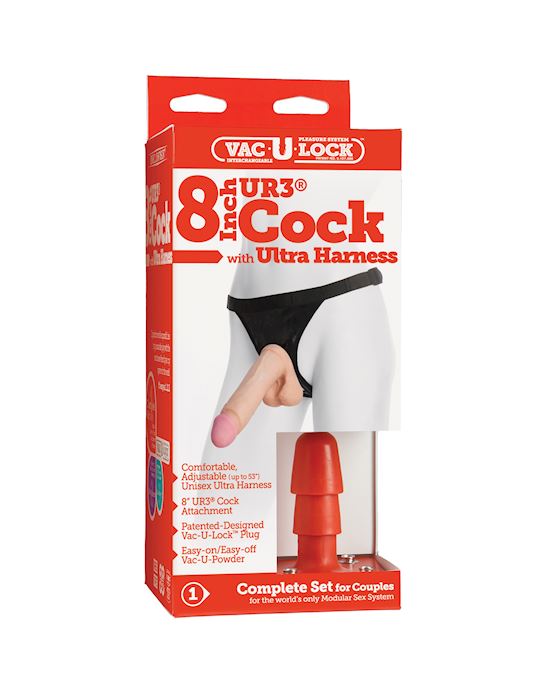 Ultra Harness 2 and Plug Vaculock 8 Inch Cock UR3 Set 2
