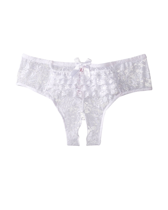 Lace Boyshort With Open Crotch And Ruffle Back Plybg Stm 9294x