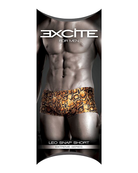 Mens Extreme Leo Shorts With Snap Detail O S Leopard Print